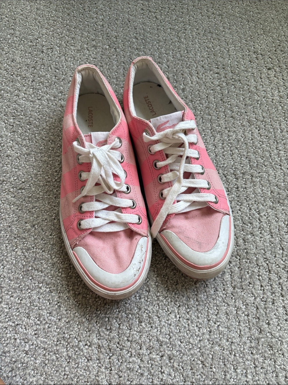 Lacoste Women's Pink Canvas Low-Top Sneakers with White Accents